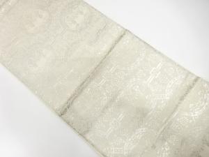 アンティーク　純銀箔　絵皿に狩猟・花模様織り出し袋帯（材料）